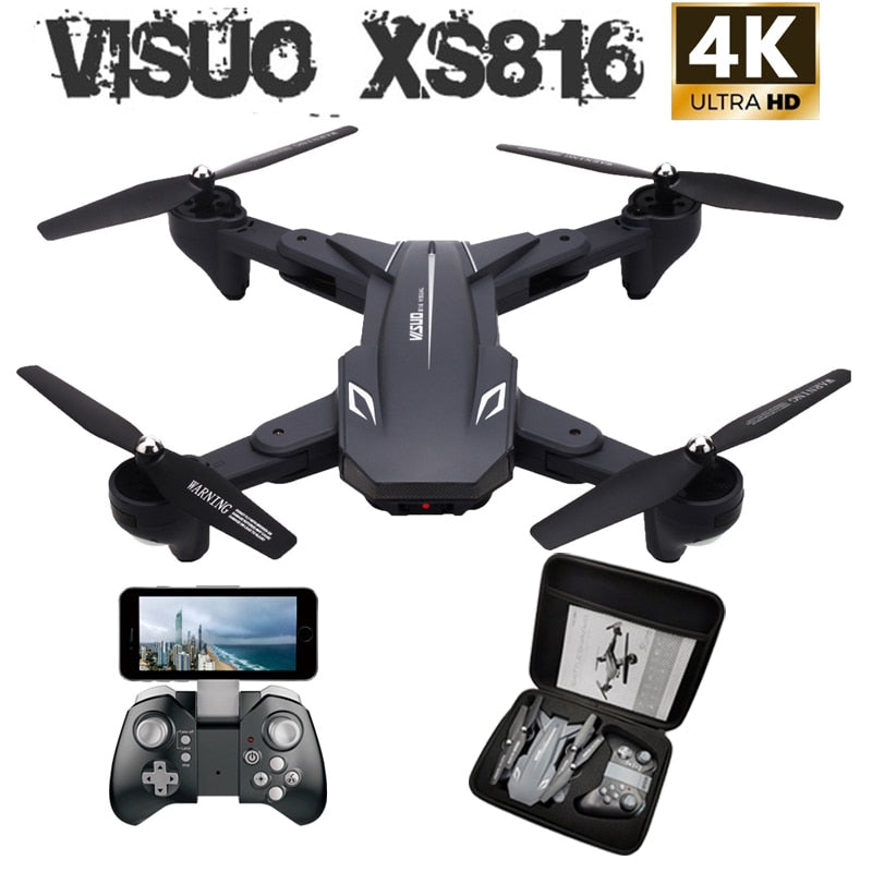 Visuo XS816 RC Drone with 50 Times Zoom WiFi FPV 4K Dual Camera Optical Flow Quadcopter Foldable Selfie Dron VS SG106 M70