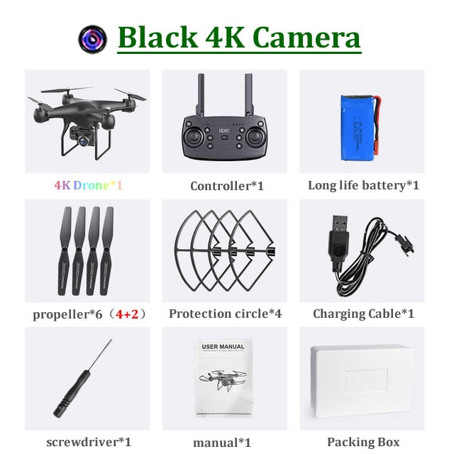 RC Drone Quadrocopter UAV with Camera 4K Profesional WIFI Wide-Angle Aerial Photography Ultra-Long Life Remote Control Toy
