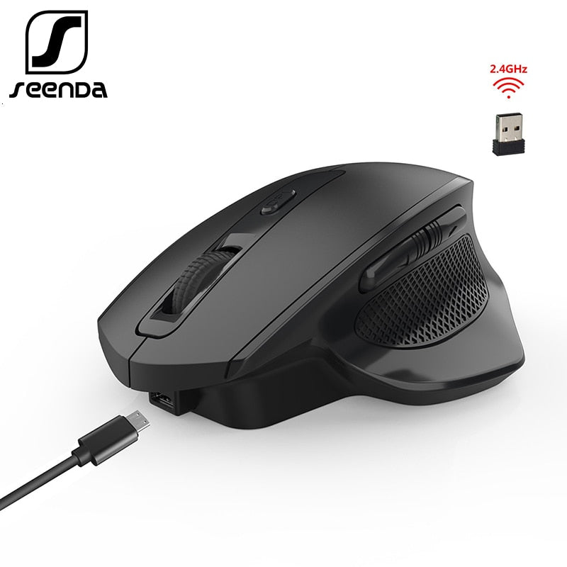 SeenDa Rechargeable 2.4G Wireless Mouse 6 Buttons Gaming Mouse for Gamer Laptop Desktop USB Receiver Silent Click Mute Mause