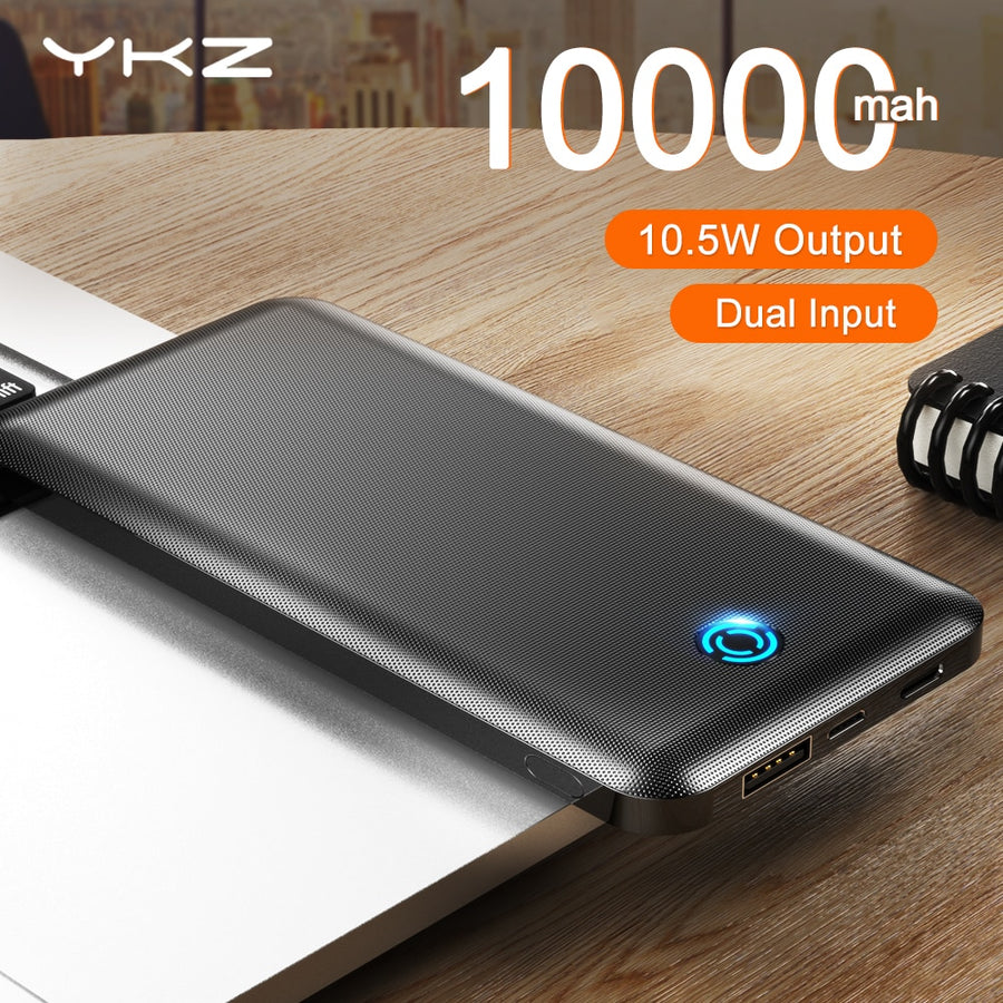 YKZ Power Bank 10000Mah Type C Usb Mini Portable Charger