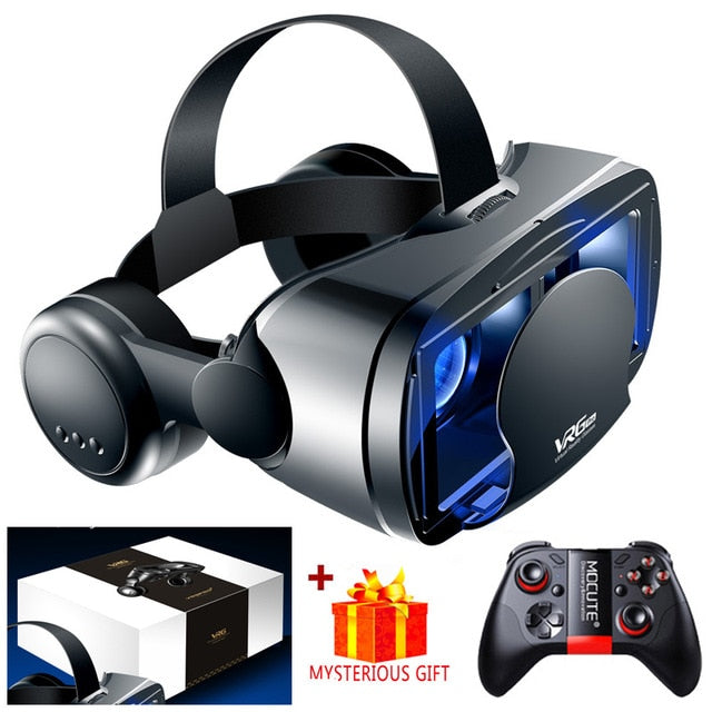 3D VR Headset Smart Virtual Reality Glasses Helmet for Smartphones Phone Lenses with Controllers Headphones 7 Inches Binoculars