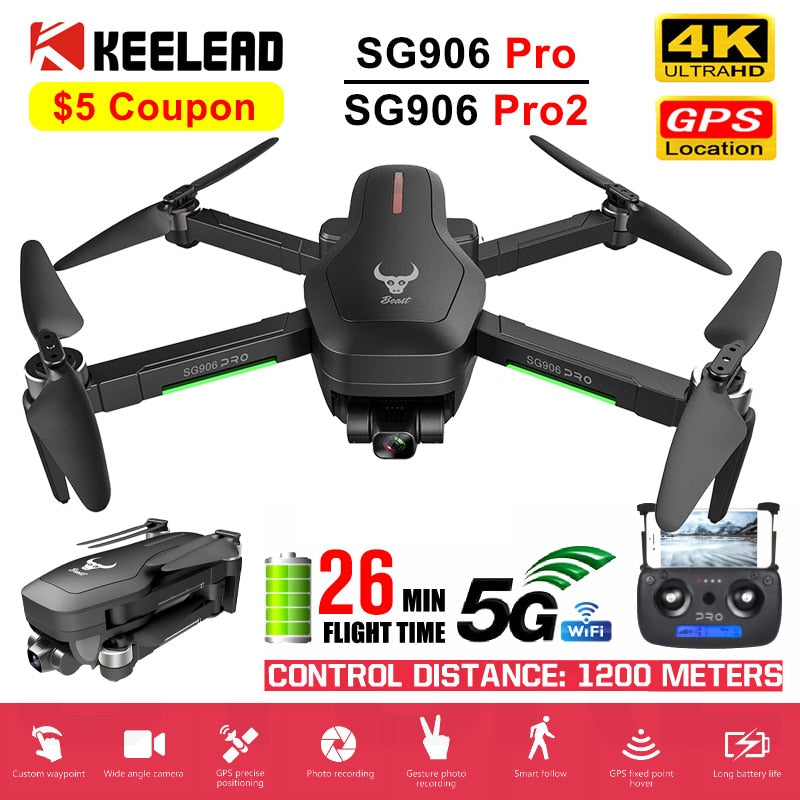 KEELEAD SG906 Pro Pro2 Drone Quadcopter with HD Camera 4K GPS 5G WIFI 2 3 Axis Anti Shake Gimbal Professional Brushless RC Dron