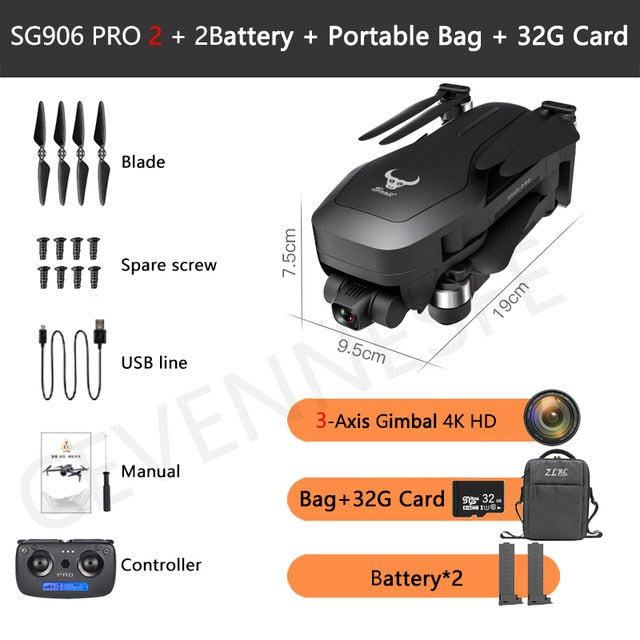 2020 NWE SG906/SG906 Pro 2 drone 4k HD mechanical 3-Axis gimbal camera 5G wifi gps system supports TF card drones distance 1.2km