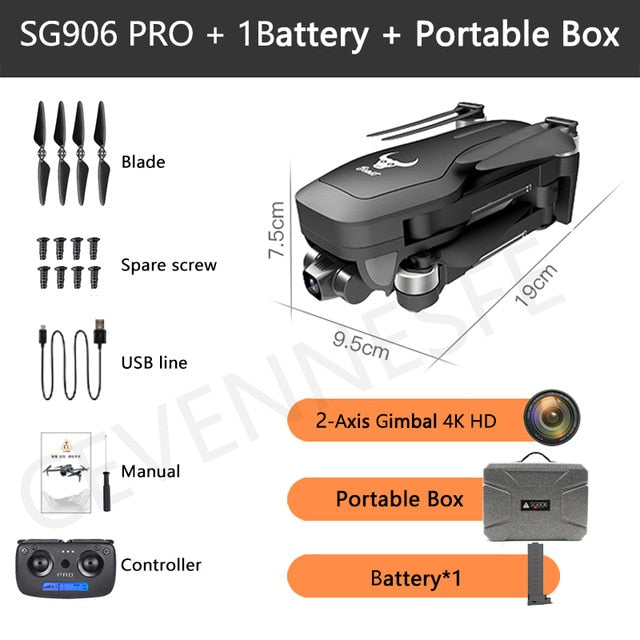 2020 NWE SG906/SG906 Pro 2 drone 4k HD mechanical 3-Axis gimbal camera 5G wifi gps system supports TF card drones distance 1.2km