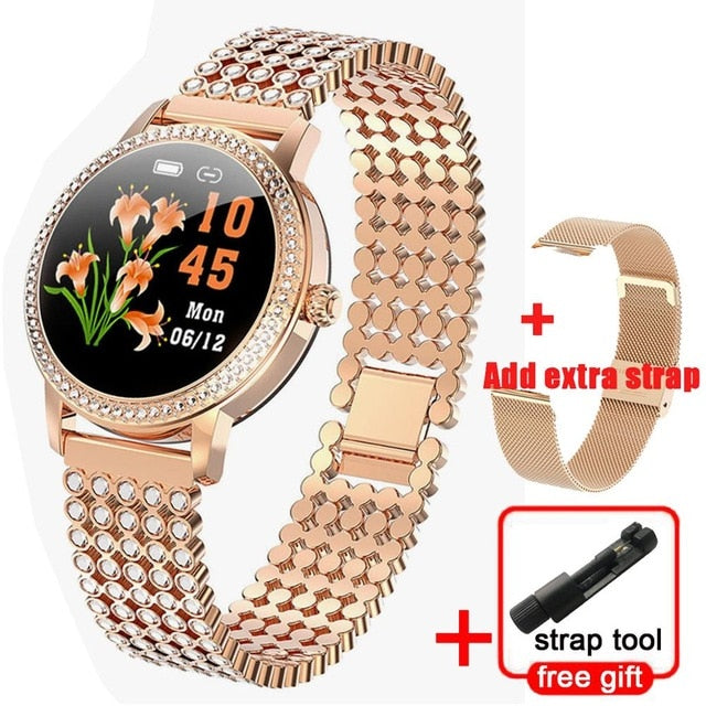 Diamond-studded Smart Watch 2020 For Women Lovely Steel Sport Watch IP68 waterproof Fitness bracelet Heart Rate LW20 Smartwatch