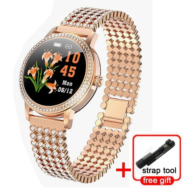 Diamond-studded Smart Watch 2020 For Women Lovely Steel Sport Watch IP68 waterproof Fitness bracelet Heart Rate LW20 Smartwatch