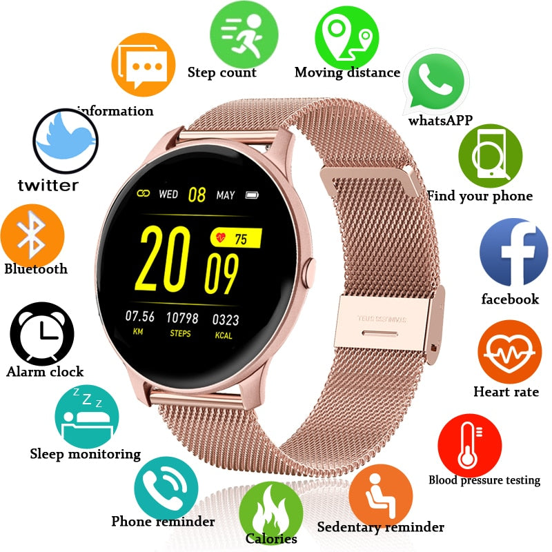 LIGE 2020 fashion Womens Smart Watches Waterproof Sports Fitness Watch Luxury Heart Rate Smart Watch for women For Android IOS