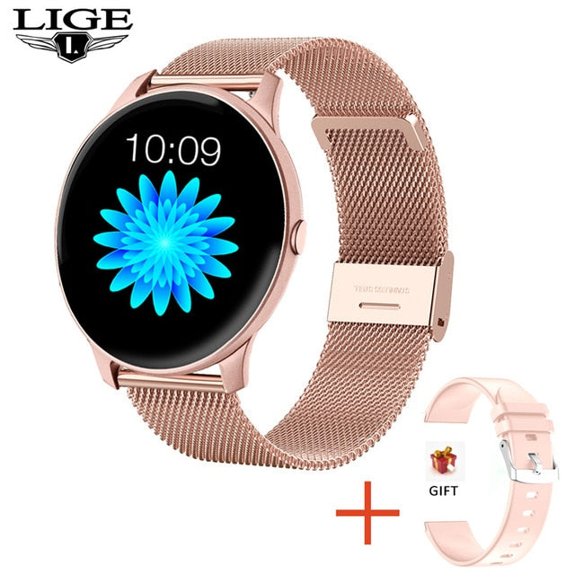 LIGE 2020 fashion Womens Smart Watches Waterproof Sports Fitness Watch Luxury Heart Rate Smart Watch for women For Android IOS