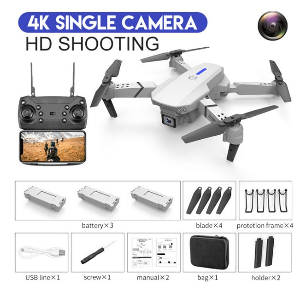 LSRC 2020 new Quadcopter drone E525 HD 4K 1080P camera and WiFi FPV height maintaining RC foldable Quadcopter Dron gift toy