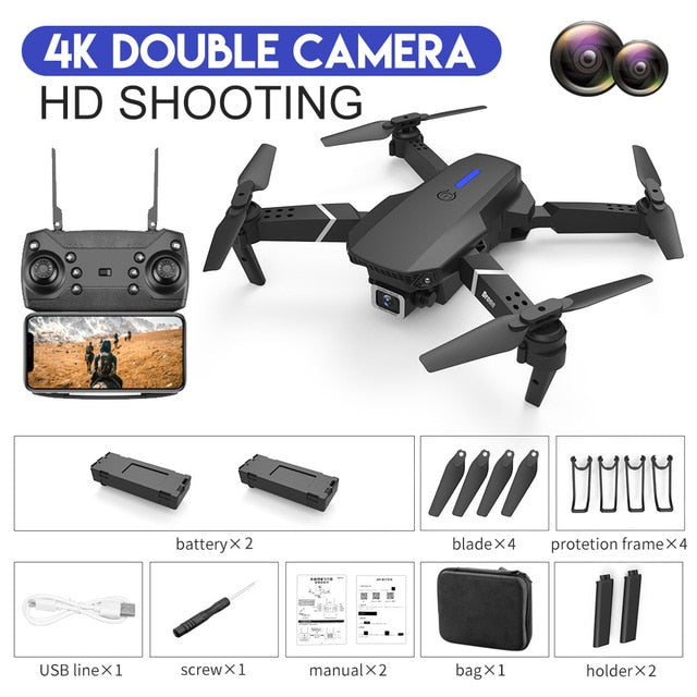 XKJ 2020 New Quadcopter E525 WIFI FPV Drone With Wide Angle HD 4K 1080P Camera Height Hold RC Foldable Quadcopter Dron Gift Toy