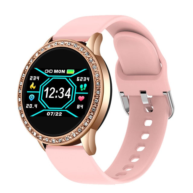 New Ladies Smart Watch Noble Diamond Watch Waterproof Sports Fitness Tracker Heart Rate Blood Pressure Pedometer SmartWatch +Box