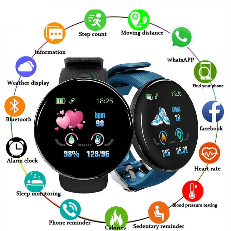 Smart Watch Men Blood Pressure Round Smartwatch Women Waterproof Sport Heart Rate Fitness Tracker Watches for Android IOS Phone