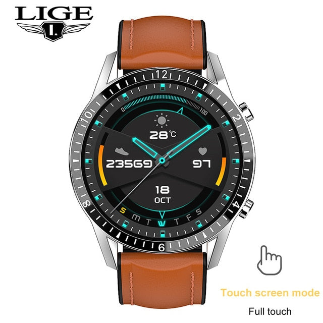 LIGE 2020 New Luxury brand mens watches Steel band Fitness watch Heart rate blood pressure Activity tracker Smart Watch For Men