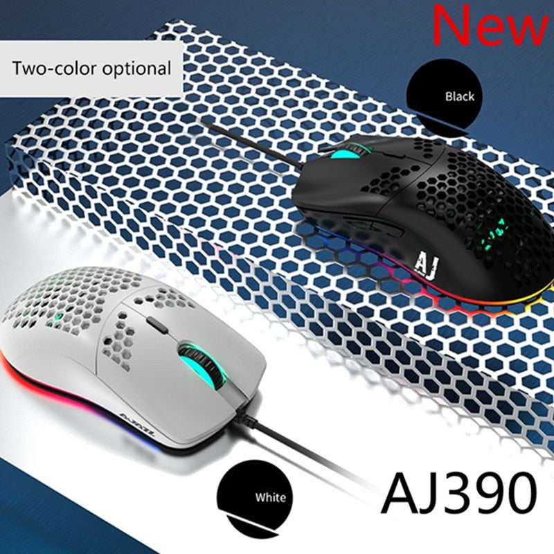 2020 New Lightweight Wired Mouse AJ390  Hollow-Out Gaming Mouce Mice 6 DPI Adjustable 7Key AJ390R