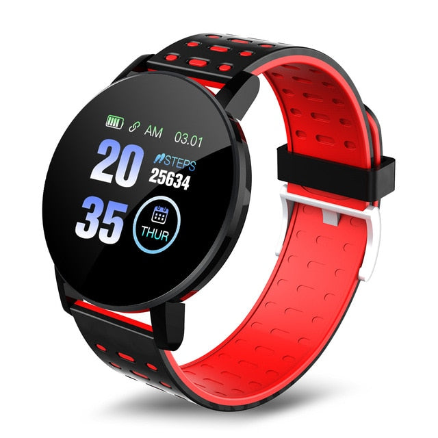 2020 119 Plus Smart Watch Men Women Blood Pressure Waterproof Sport Round Smartwatch Smart Clock Fitness Tracker For Android IOS