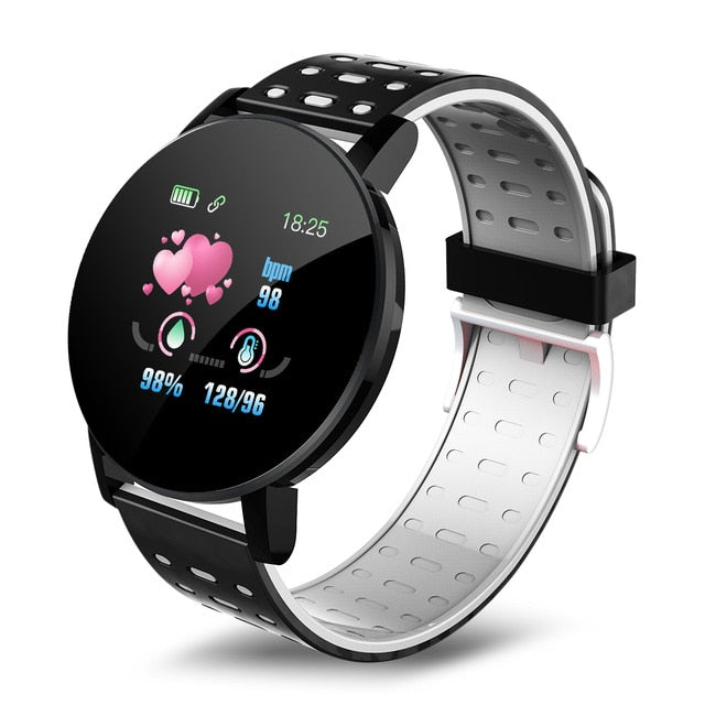 2020 119 Plus Smart Watch Men Women Blood Pressure Waterproof Sport Round Smartwatch Smart Clock Fitness Tracker For Android IOS