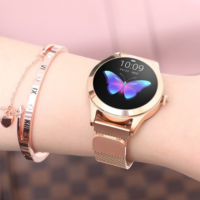 Fashion Smart Watch Women Gold Lovely Bracelet Heart Rate Monitor Sleep Monitor Smartwatch  IP68 Waterproof  Connect IOS Android