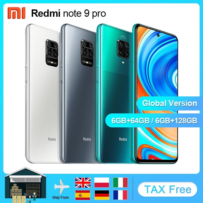 Global Version Xiaomi Redmi Note 9 Pro 6GB 64/128GB NFC Smartphone Android Snapdragon 720G Mobile Phone 6.67