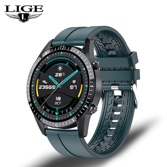 LIGE New Men Smart watch Heart rate Blood pressure IP68 waterproof sports Fitness watch Luxury Smart watch male for iOS Android
