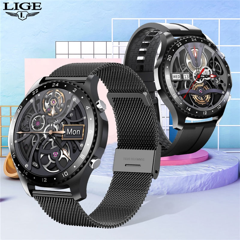 LIGE 2020 New Smart watch Men Bluetooth call waterproof Sports fitness watch health Tracker weather display smartwatch woman+Box