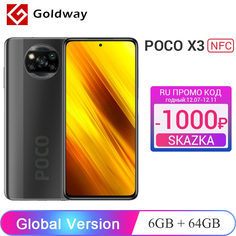 Global Version Xiaomi POCO X3 NFC 6GB RAM 64GB / 128GB ROM Mobile Phone Snapdragon 732G 64MP Quad Camera 6.67