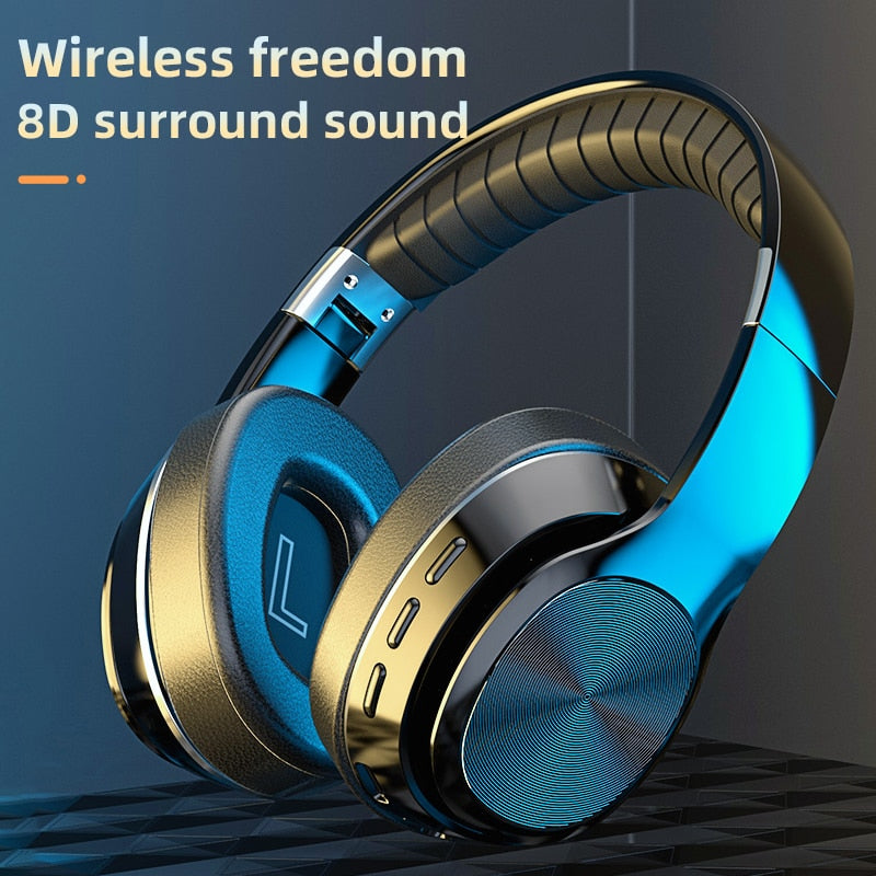 HiFi Headphones Wireless Bluetooth 5.0 Foldable Support TF Card/FM Radio/Bluetooth AUX Mode Stereo Headset With Mic Deep Bass