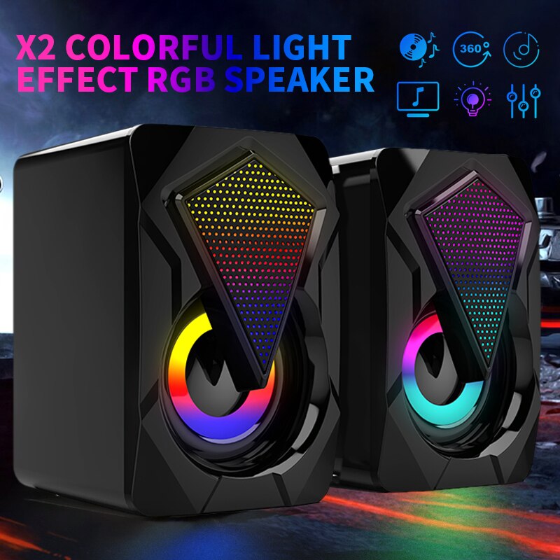For Computer Desktop phone DVD Subwoofer Stereo Speakers Wired Surround Sound System Speakers PC Audio LED Gaming Bass Speakers