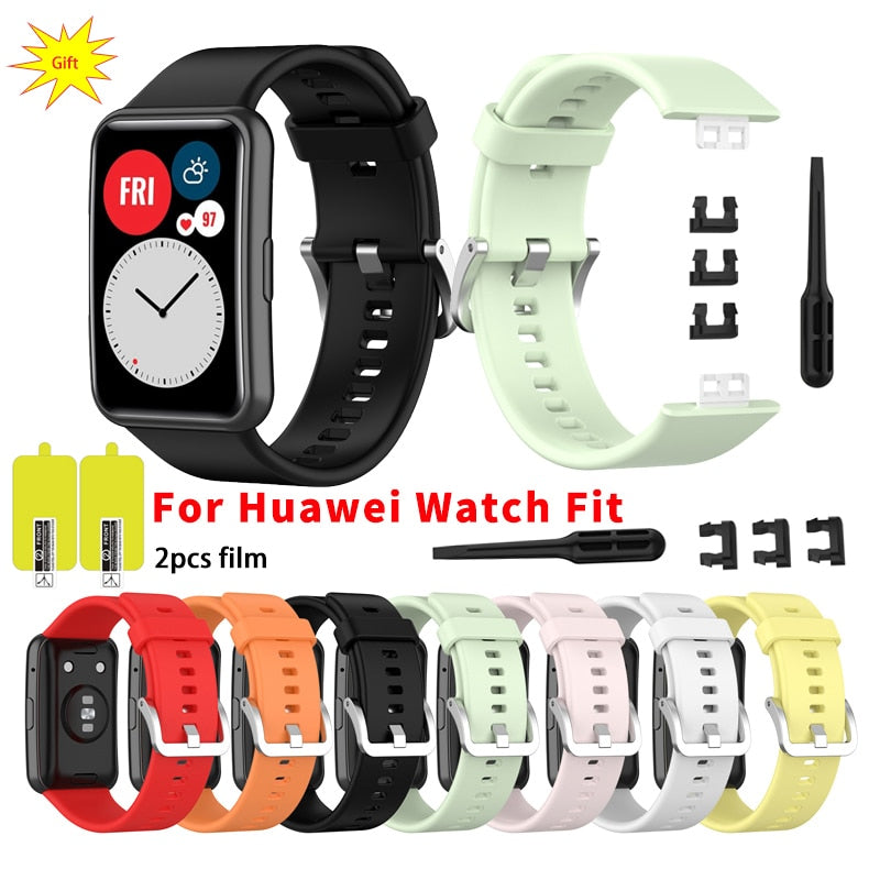 2020 Silicone Band For Huawei Watch Fit Strap Tool Watch Case Screen Protector Bracelet correa for huawei fit smart watch strap