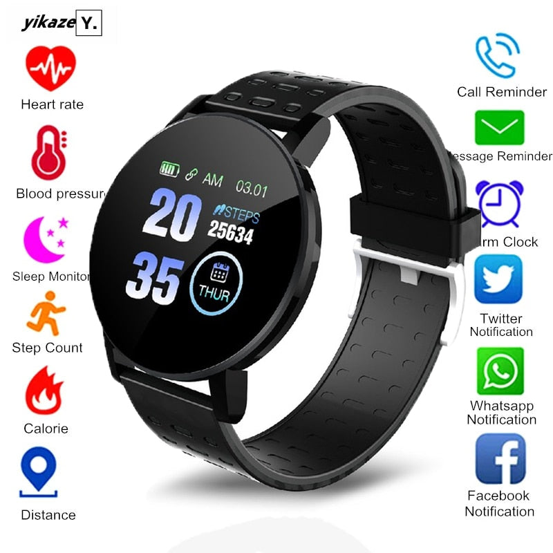 119 Plus Smart Watch Waterproof Men Bluetooth Blood Pressure Fitness Tracker Women Smartwatch for Android IOS Xiaomi Smart Clock