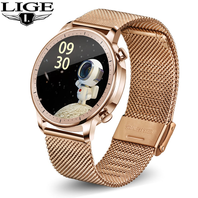 LIGE 2020 Fashion Full Circle Touch Screen Women Smart Watches IP68 Waterproof Sports Fitness Watch Luxury Smart Watch for Women