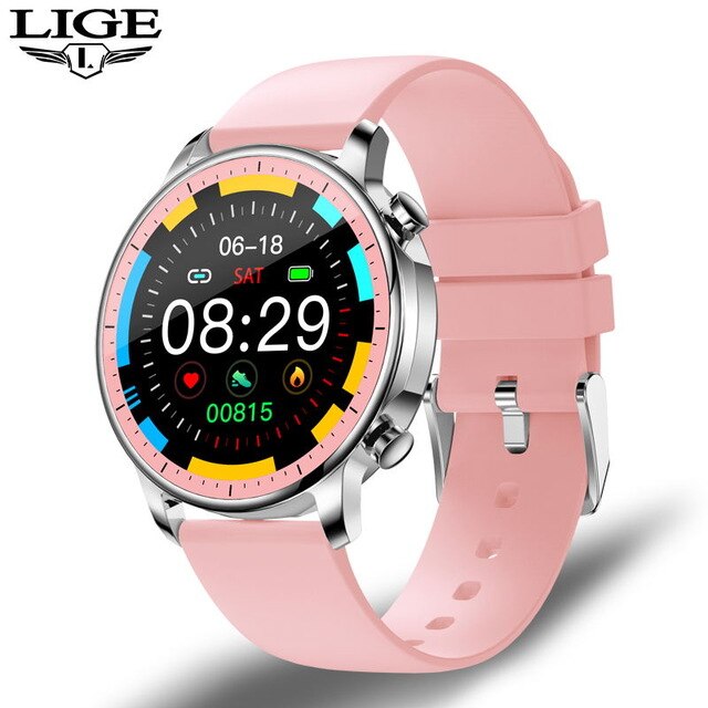 LIGE 2020 Fashion Full Circle Touch Screen Women Smart Watches IP68 Waterproof Sports Fitness Watch Luxury Smart Watch for Women