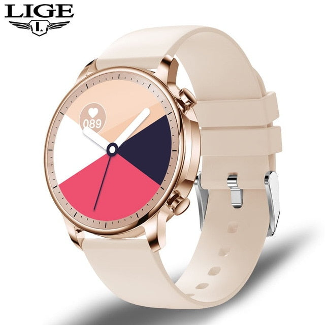 LIGE 2020 Fashion Full Circle Touch Screen Women Smart Watches IP68 Waterproof Sports Fitness Watch Luxury Smart Watch for Women